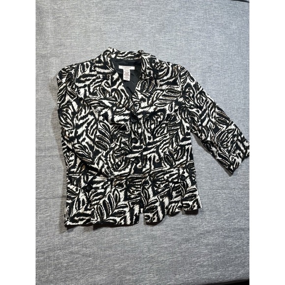 Covington Jackets & Blazers - Covington Women's Petite 8 Zebra Animal Print Button Front Lined Jacket Pockets